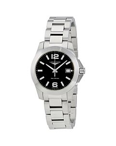 Women's Conquest Stainless Steel Black Dial