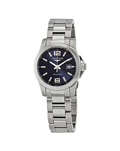 Women's Conquest Stainless Steel Sunray Blue Dial Watch
