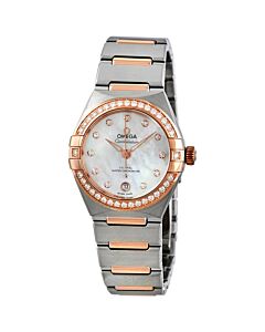 Women's Constellation Manhattan Stainless Steel with 18kt Sedna Gold Bars Mother of Pearl Dial Watch