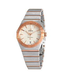 Women's Constellation Quartz Stainless Steel with 18kt Sedna Rose Gold Bars Silver Dial Watch