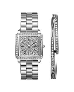 Women's Cristal 28 Jewelry Set Stainless Steel Silver-tone Dial Watch