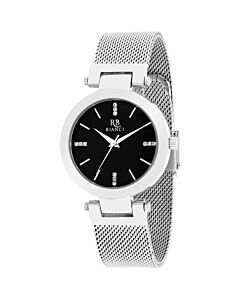 Women's Cristallo Stainless Steel Mesh Black Dial Watch