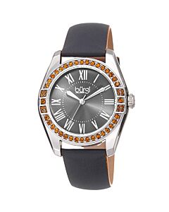 Women's Crystal Leather (Orange Edges) Grey Dial Watch