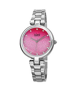 Women's Crystal Stainless Steel Pink Glitter Dial Watch