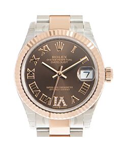Women's Datejust Stainless Steel and 18kt Everose Gold Oyster Rhodium Dial Watch