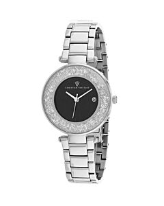 Women's Dazzle Stainless Steel Black Dial Watch
