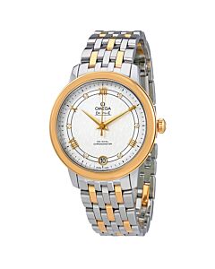 Women's De Ville Prestige Co-Axial Stainless Steel and 18kt Yellow Gold Silver and Grey Silk Pattern Dial