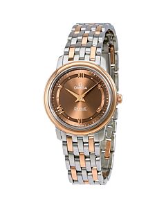 Women's De Ville Stainless Steel with 18kt Rose Gold Sun-Brushed Chestnut Dial