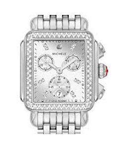 Women's Deco High Shine Chronograph Stainless Steel Silver-tone Dial Watch