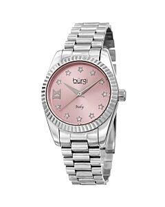 Women's Designer Stainless Steel Pink Dial Watch