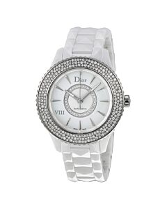 Women's Dior VIII Ceramic White Mother of Pearl (Diamond-set) Dial Watch
