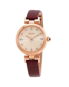 Women's Discover More Leather Rose Dial Watch