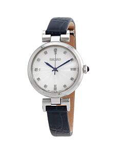 Women's Discover More Leather White Mother of Pearl Dial Watch
