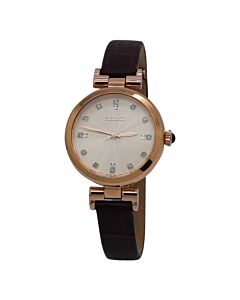 Women's Dress Leather Champagne Dial Watch