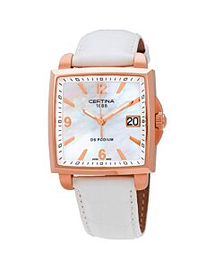 Women's DS Podium Square Leather White Mother of Pearl Dial Watch