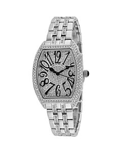 Women's Elegant Sparkle Stainless Steel with Crystal-set Links Silver (Crystal Pave) Dial Watch