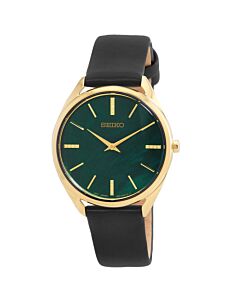 Women's Essentials Leather Green Mother of Pearl Dial Watch