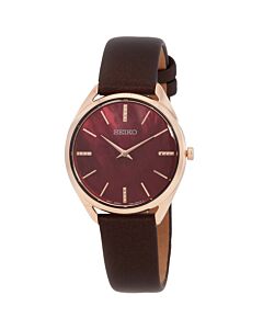 Women's Essentials Leather Pink Dial Watch