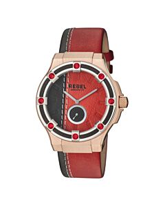 Women's Flatbush Leather Black and Burgundy Dial Watch