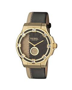 Women's Flatbush Leather Black and Gold Dial Watch