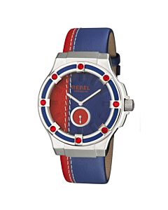 Women's Flatbush Leather Navy and Red Dial Watch