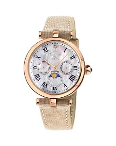 Women's Florence Leather Mother of Pearl Dial Watch