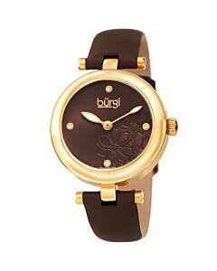 Women's Flower Marker Leather Brown (Floral Etches) Dial Watch