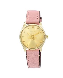 Women's G-Timeless Leather Yellow Gold-tone Dial Watch