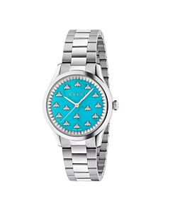 Women's G-Timeless Stainless Steel Turquoise Stone Dial With Bees Dial Watch