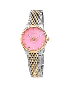 Women's G-Timless Stainless Steel Pink (Bee Motif) Dial Watch