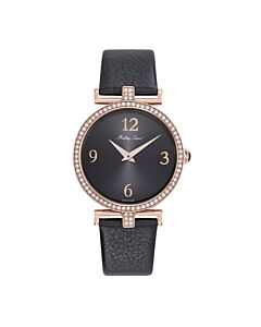 Women's Gaia Genuine Leather Black Dial Watch