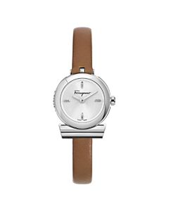 Women's Gancini Leather Silver Dial Watch