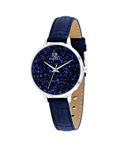 Women's Gemma Leather Blue Crystal Dial Watch