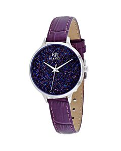Women's Gemma Leather Purple Crystal Dial Watch