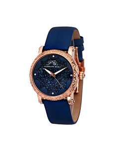 Women's Genevieve Leather Blue (Crystaline Center) Dial Watch