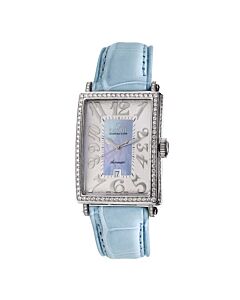 Women's Glamour Calfskin Leather Blue Dial Watch