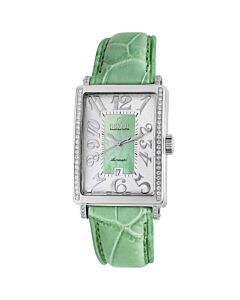 Women's Glamour Calfskin Leather Green Dial Watch