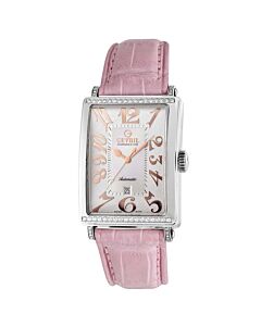Women's Glamour Calfskin Leather Pink Dial Watch