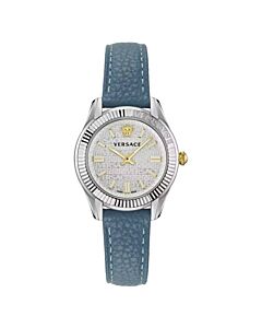 Women's Greca Time Leather Silver Dial Watch