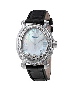 Women's Happy Sport Alligator Leather Mother of Pearl (with 7 Floating Diamonds) Dial Watch