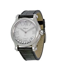 Women's Happy Sport (Alligator) Leather Silver with 7 Floating Diamonds Dial