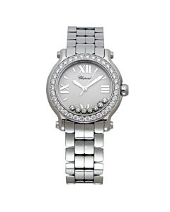 Women's Happy Sport II Stainless Steel White with 7 floating diamonds Dial Watch