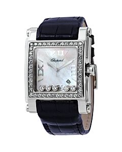 Women's Happy Sport Square Leather Mother of Pearl Dial Watch
