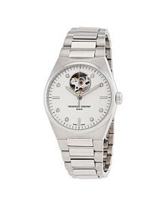 Women's Highlife Stainless Steel Silver with globe pattern embossed in the center Dial Watch