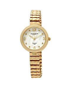 Women's Impeccable Yellow Gold-tone Expansion band Mother of Pearl Dial