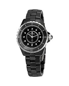 Women's J12 Diamonds Ceramic Black Dial Watch