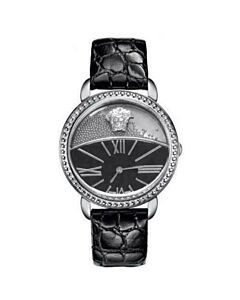 Women's Krios Leather Black Dial Watch