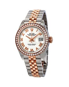 Women's Lady Datejust Stainless Steel and 18kt Everose Gold Rolex Jubile White Dial