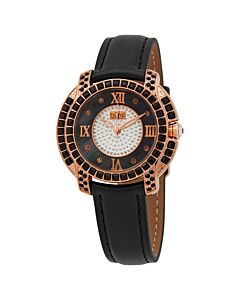 Women's Leather Black Mother Of Pearl Dial