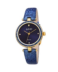 Women's Leather Blue Dial Watch